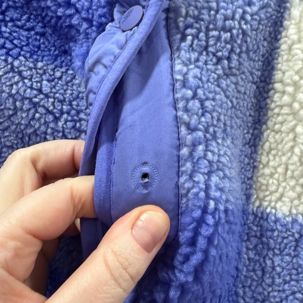 Free People Hit The Slopes Periwinkle Blue Iris Snap Fleece Jacket - Medium - Picture 3 of 5